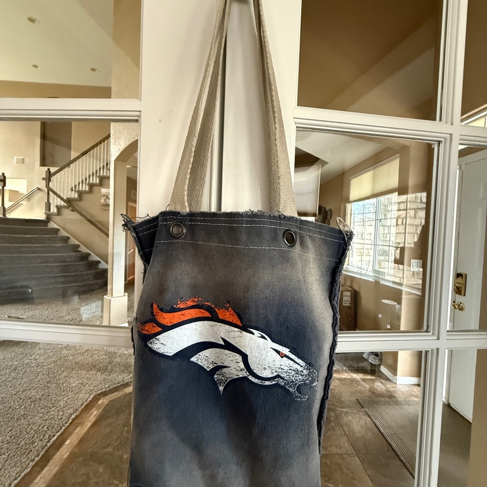 Denver Broncos Vintage Gray Canvas Tote Bag